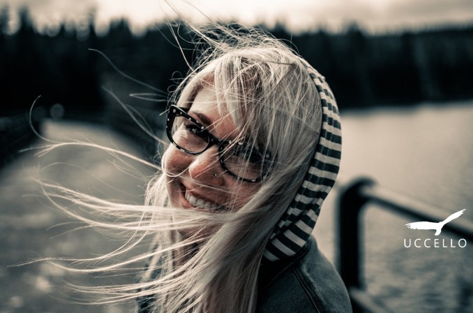 Windy day woman smiling