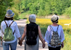 Mother & daughters out for a walk