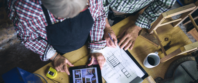 Elderly Men working within a Men's Shed