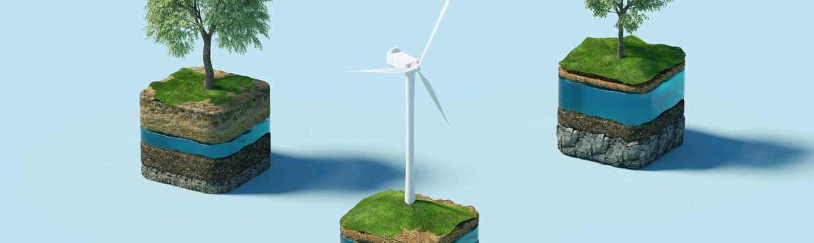 Wind turbines and trees